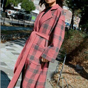 Wray NYC Reversible Wool Plaid Long Coat
